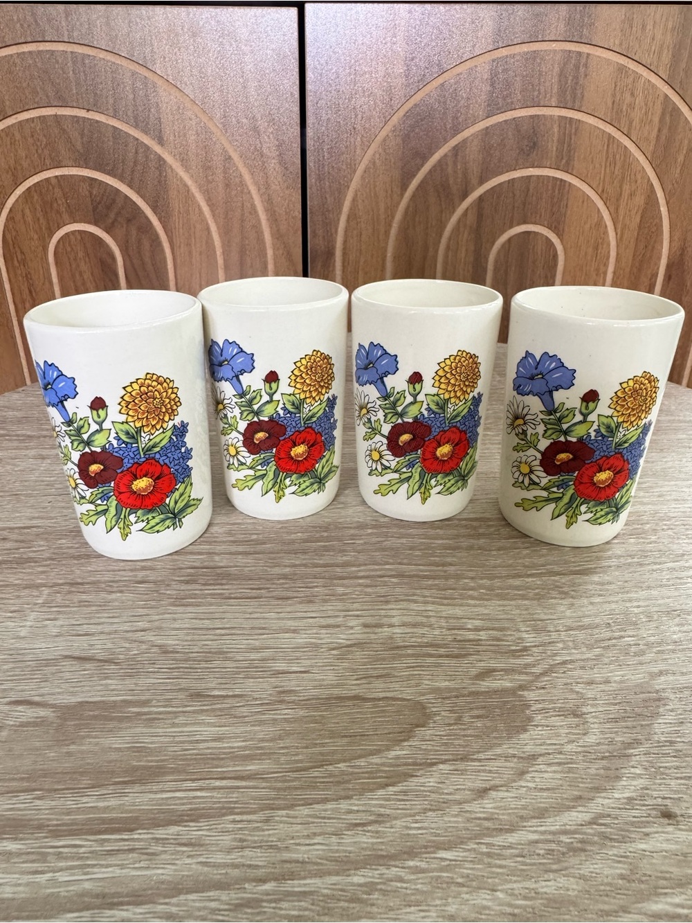 Vintage Japanese Inarco Set of 4 Floral Tea Cups